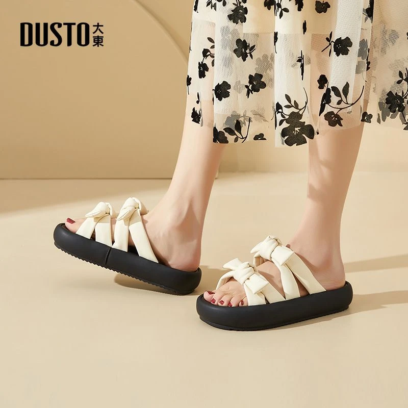大东女鞋厚底绑带罗马拖鞋2025新款夏季外穿百搭休闲软底凉鞋0230
