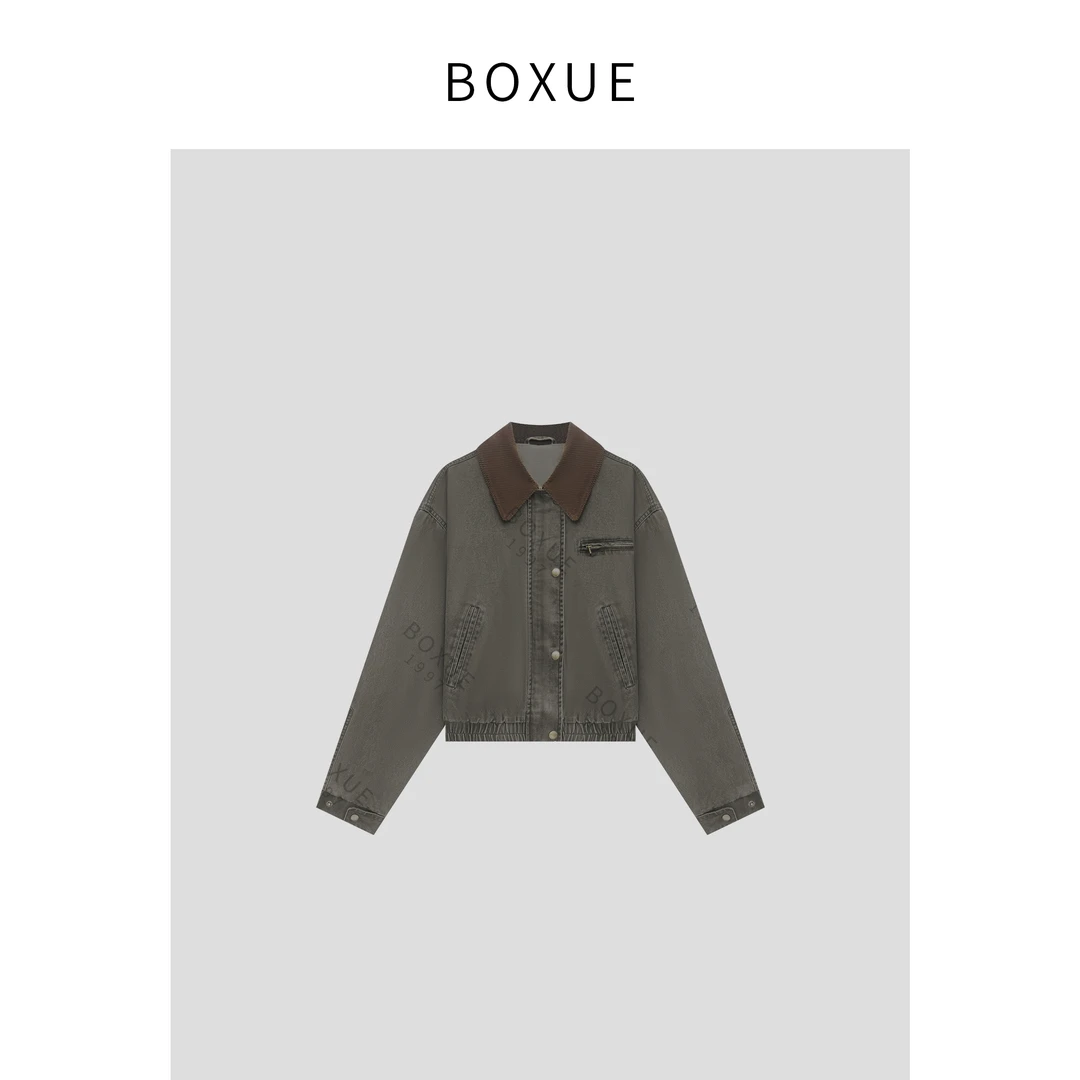 BOXUE “初晓”2024秋季新款灯芯绒翻领拼接 外套#240803W932