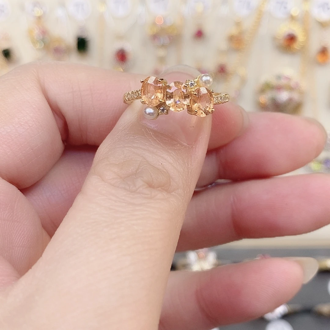 石榴石（芬达石）戒指银S925镶嵌