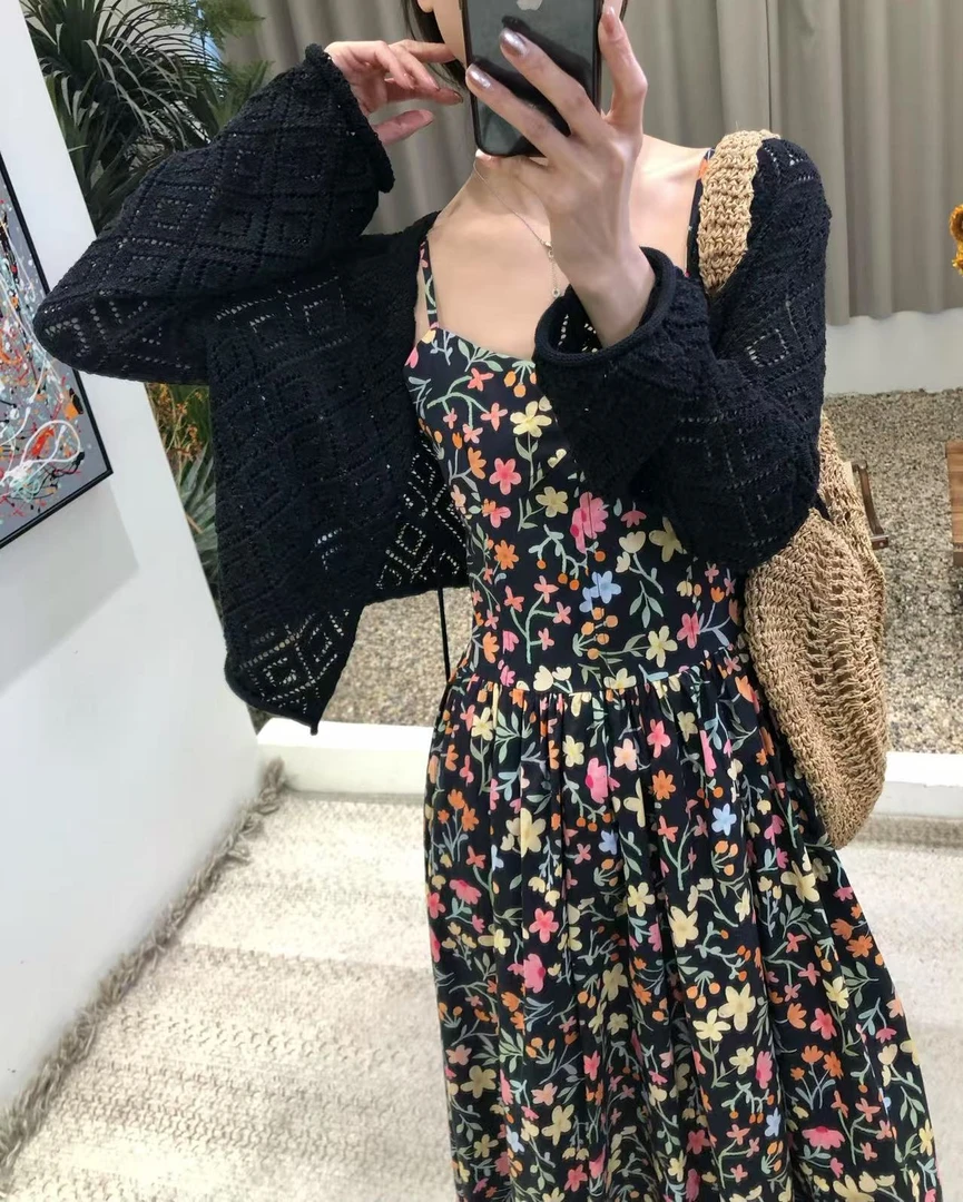 法式春夏气质时尚复古镂空2025年新款长袖显瘦休闲百搭针织开衫女