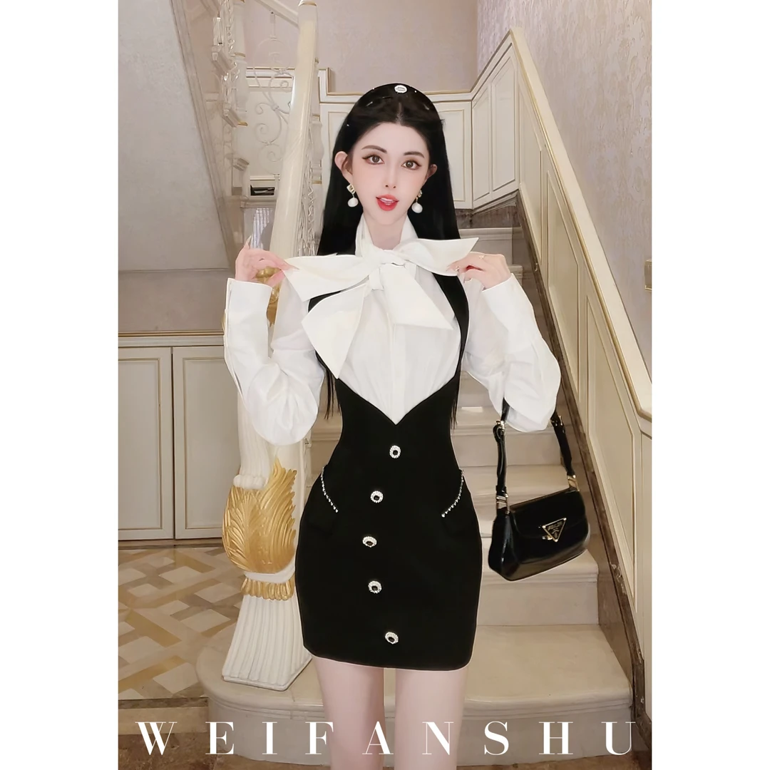 WEIFANSHU/魏凡舒【御姐范本】春夏新款气质显瘦性感包臀背带半裙