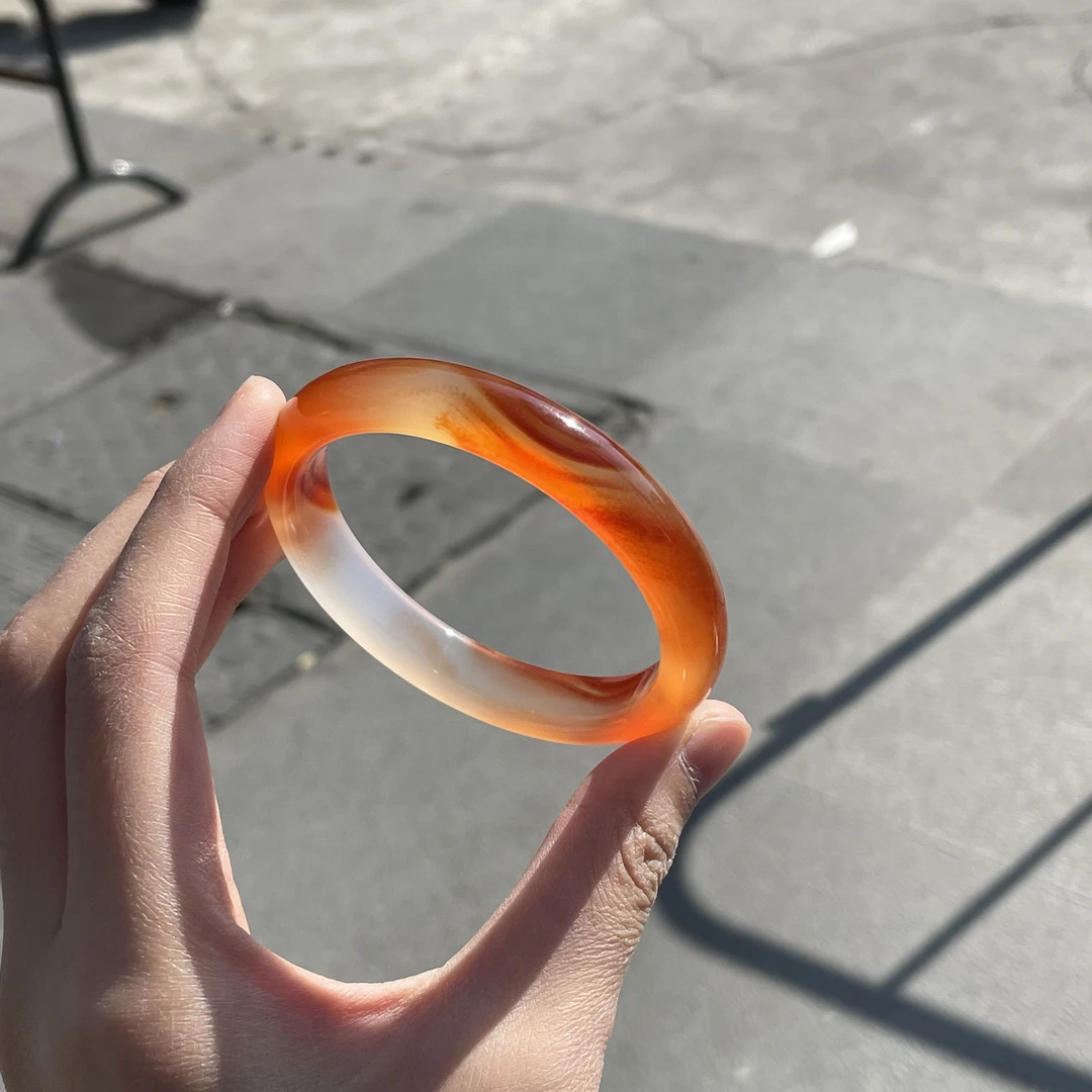 圈口58+正圈红色锦鲤飘纹飘细沙-玛瑙