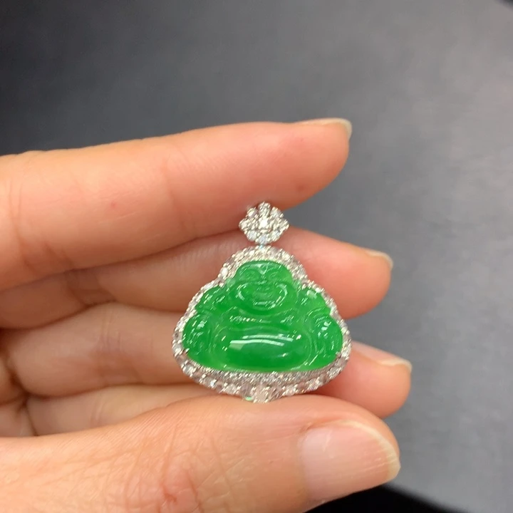 翡翠18K金镶嵌吊坠(不含链)