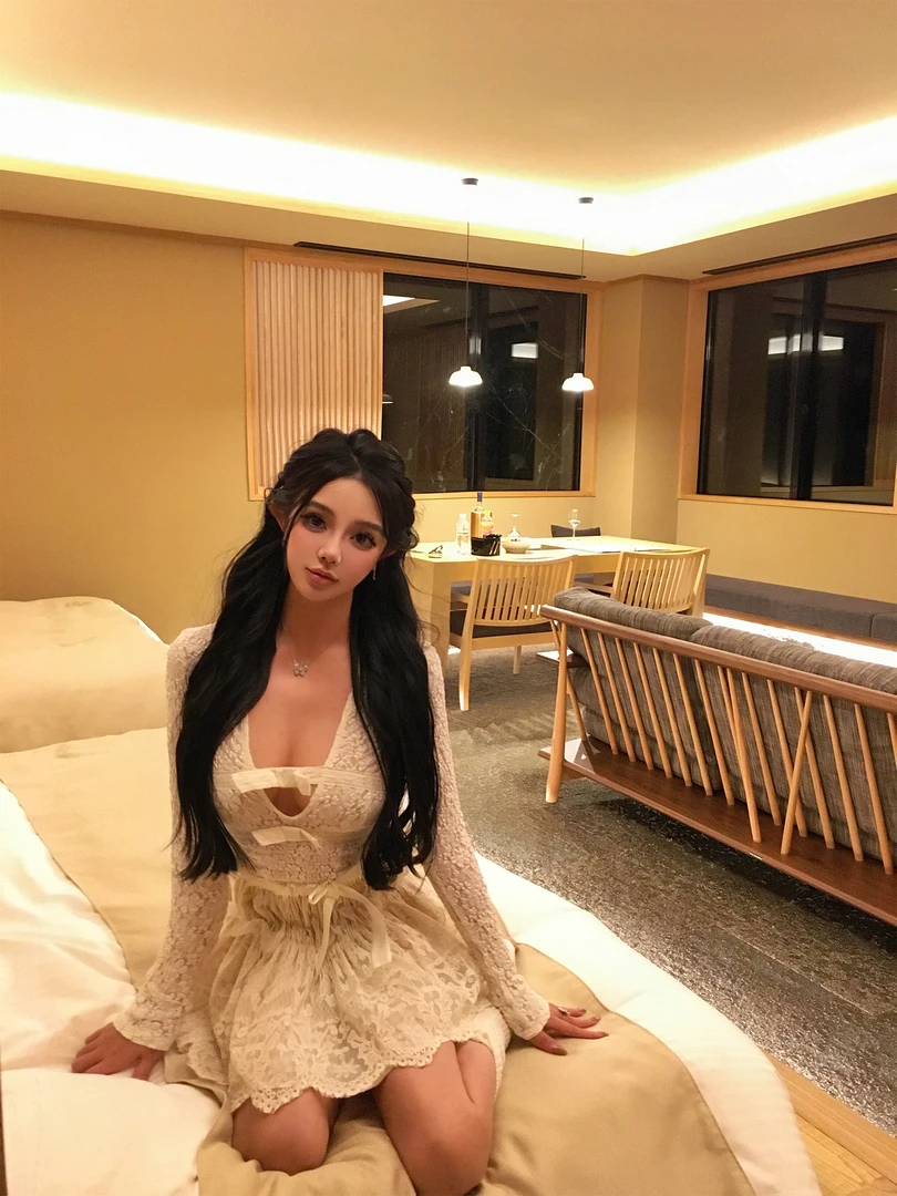 芭蕾仙子 纯欲辣妹性感V领蕾丝连衣裙法式小香风气质收腰显瘦短裙