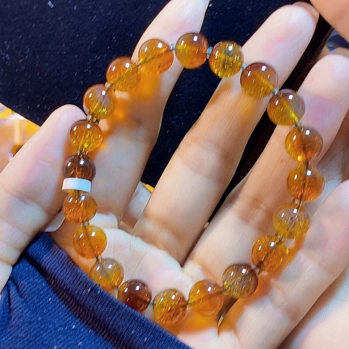 蓝珀未镶嵌珠宝奇石墨西哥红蓝金沙手串9