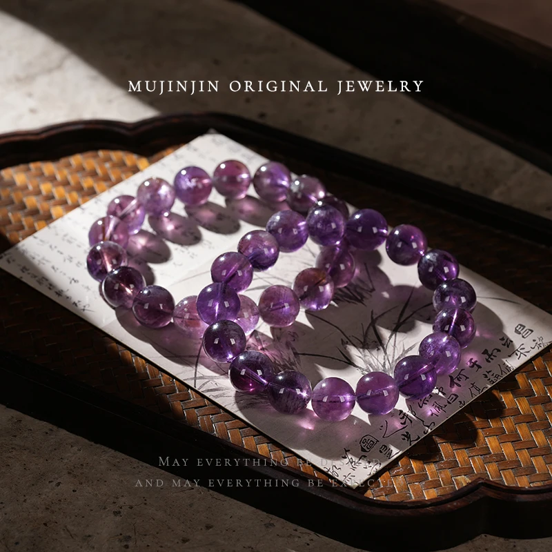 天然紫幽灵水晶手串女款约12m时尚手链多样性发一