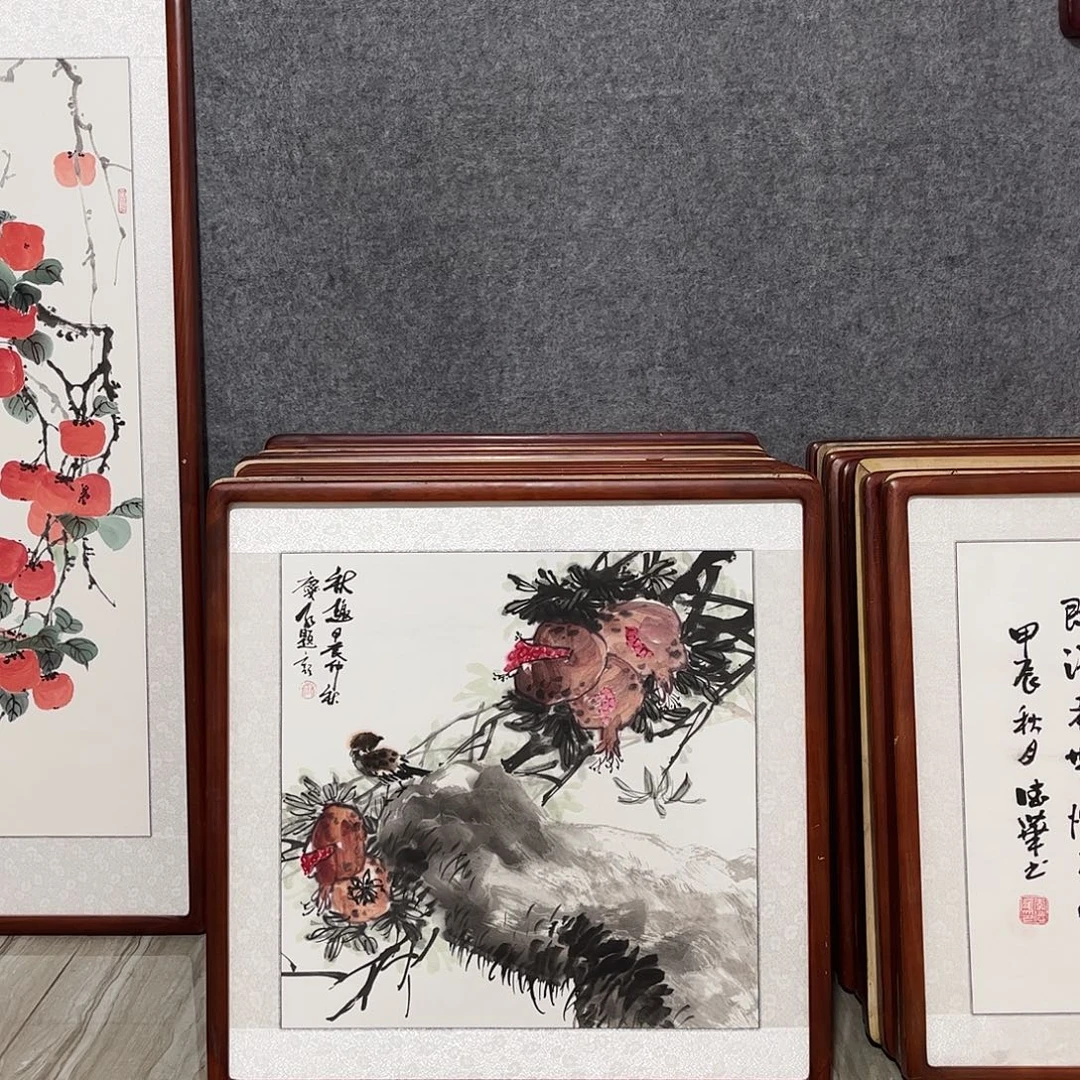 国画书画作品带框63×63