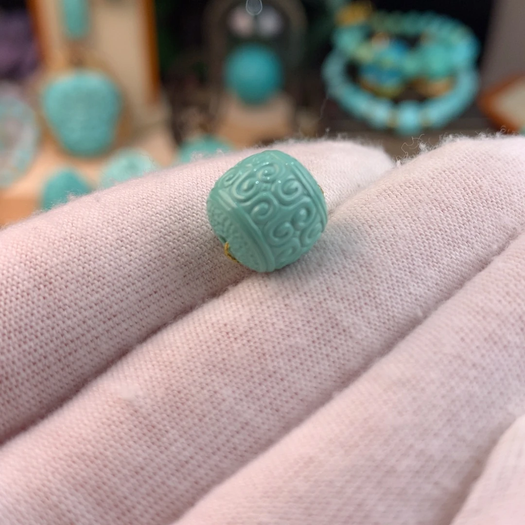 绿松石未镶嵌回纹珠卡10.8