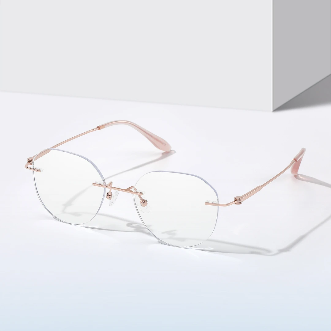 纯钛无边框近视眼镜女韩版潮网上可配度数大脸显瘦素颜纯欲平光镜
