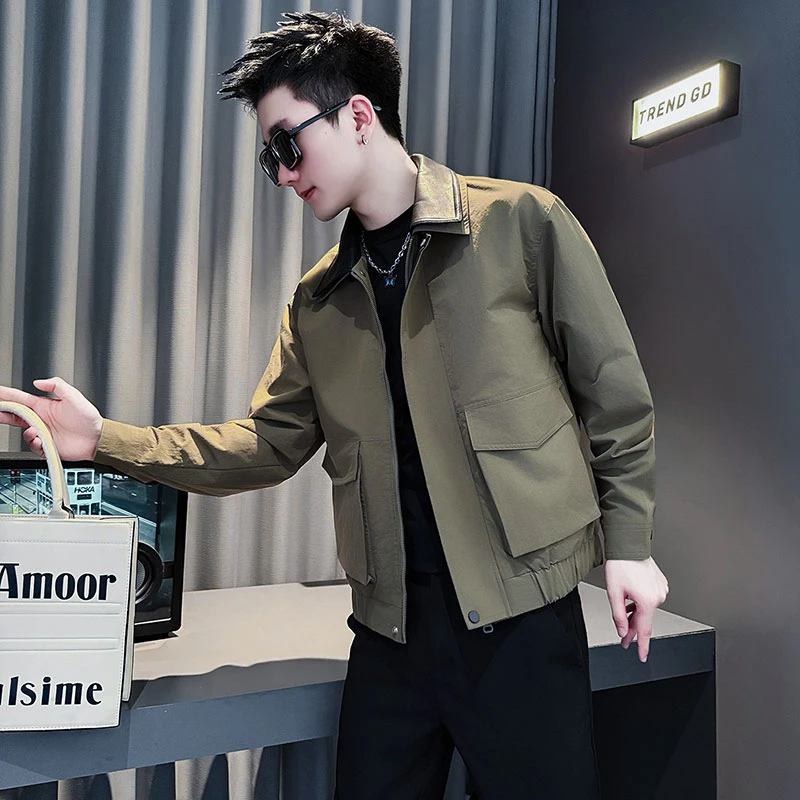 工装外套男士春秋季潮牌翻领夹克2025新款潮流高级感男装短款上衣