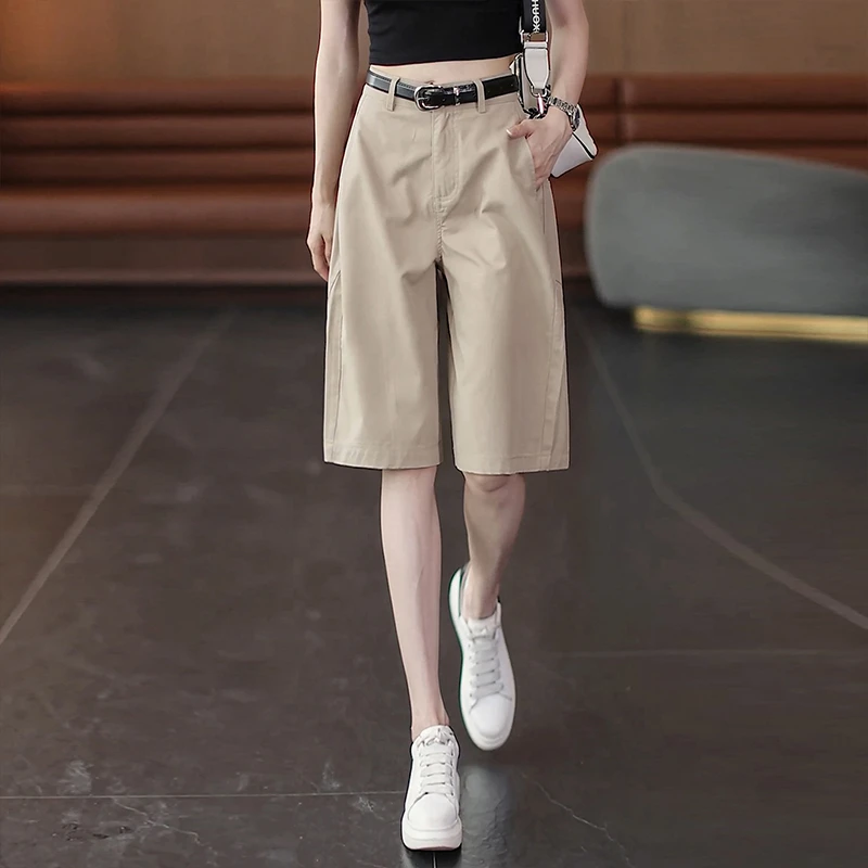 天丝棉六分裤女夏季薄款2025新款高腰宽松休闲中裤夏天阔腿五分裤