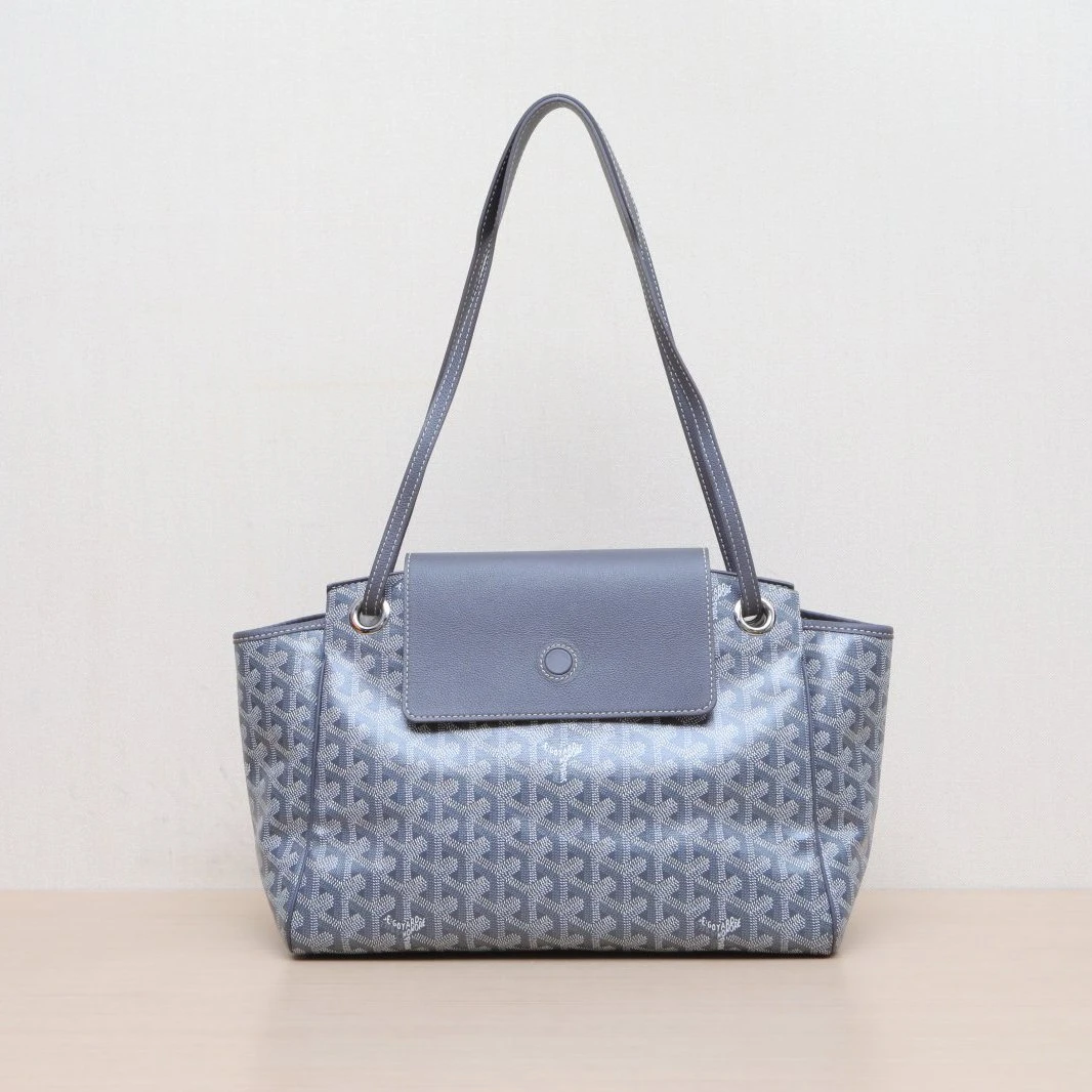 99新 Goyard 【活动黑黑】翻盖 Tote 小号 31 灰色 PVC 银扣