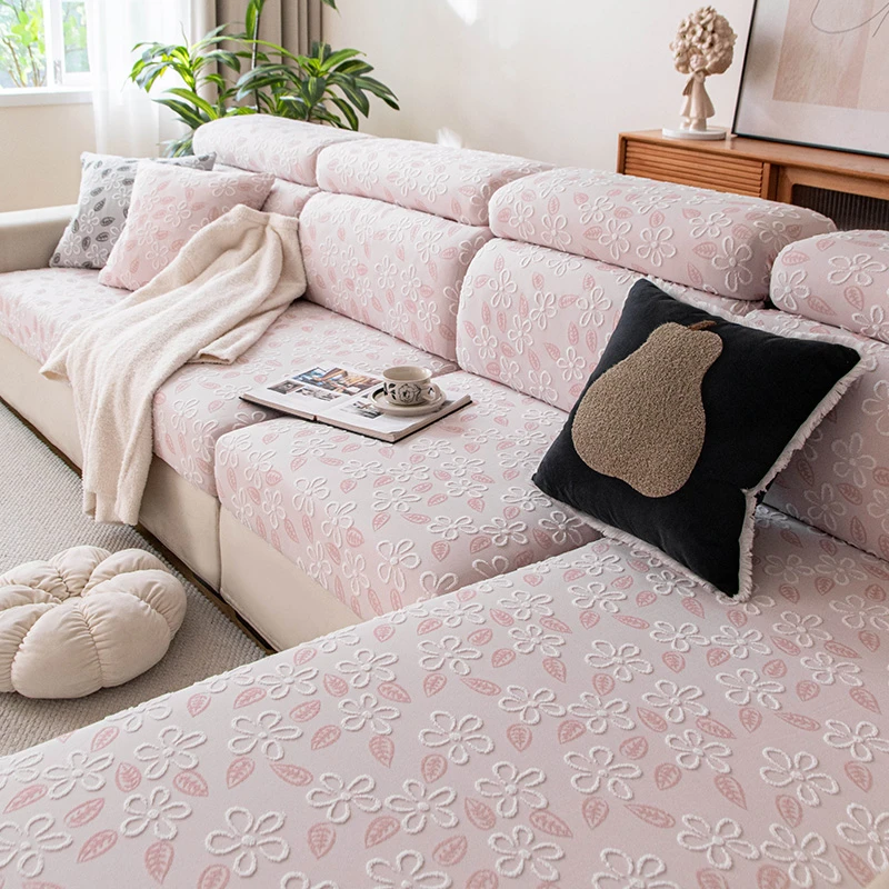 花枝圈圈绒四季通用沙发套罩盖布全包万能简约弹力防滑防猫抓防尘