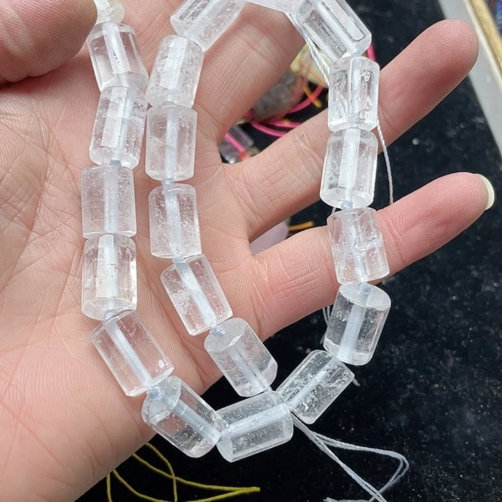 玛瑙/玉髓珠宝半成品未镶嵌一条12x16mm白水晶桶珠