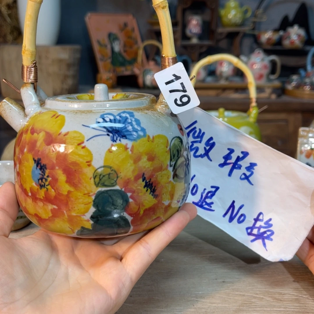 壶素浅陶瓷手工手绘