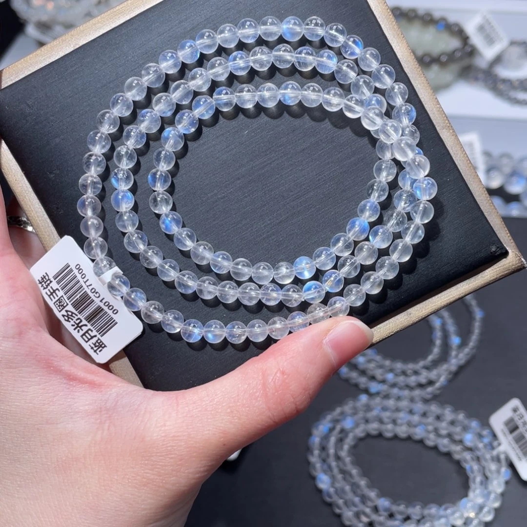 未镶嵌长石手链捡漏多圈蓝月光5mm