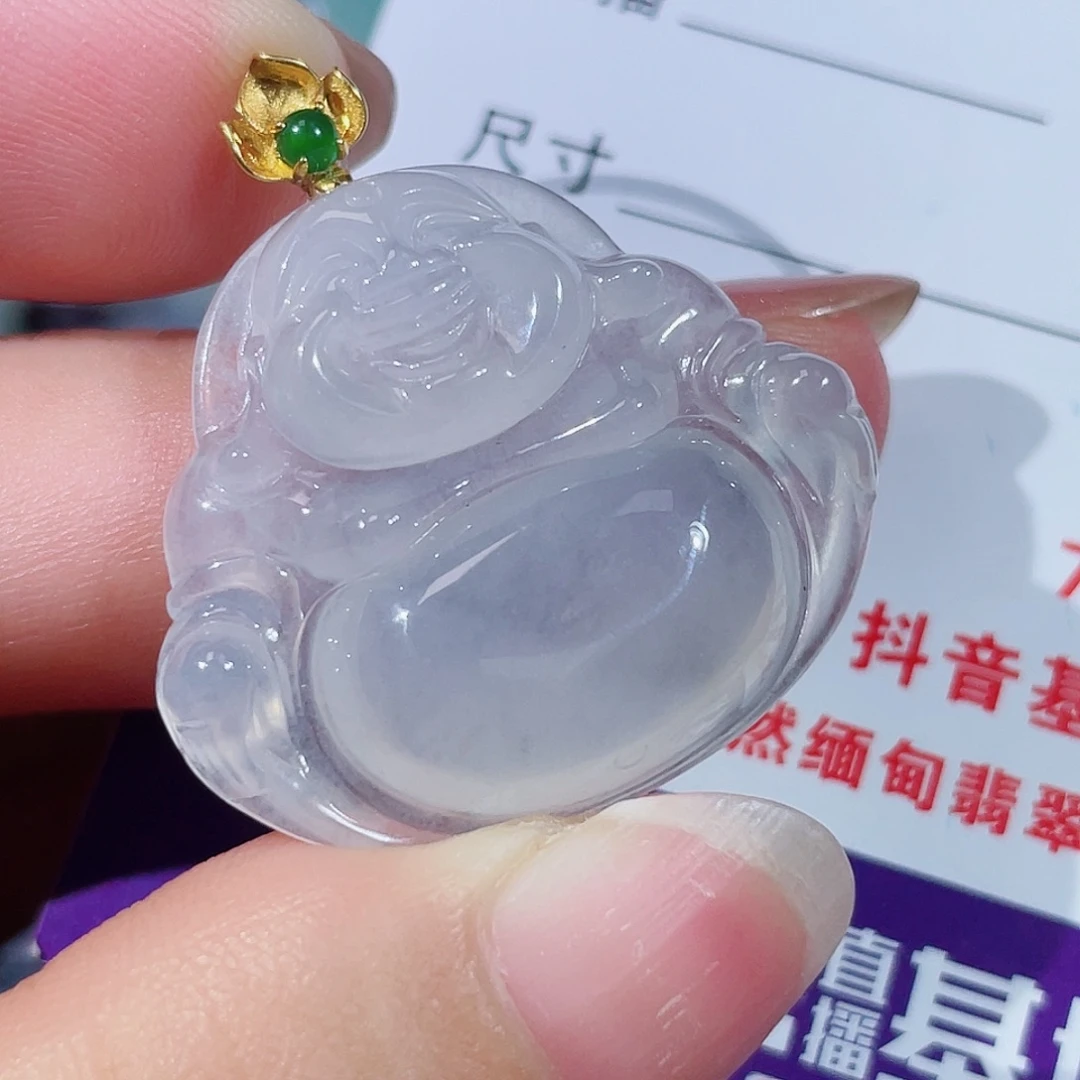 颈饰18K金镶嵌翡翠佛公