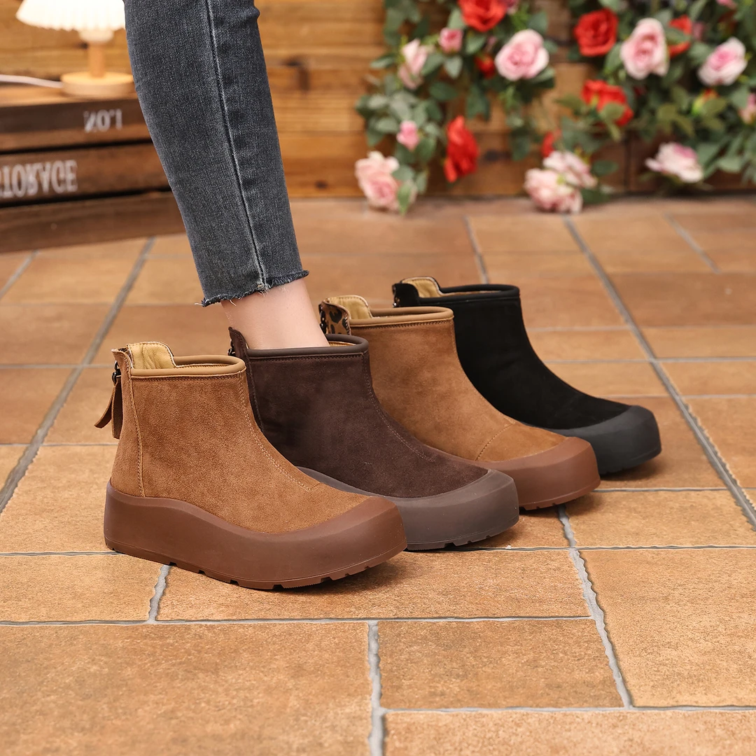 千之恋现货增高4CM2025冬季雅丹时尚高帮鞋百搭厚底气质女鞋5295