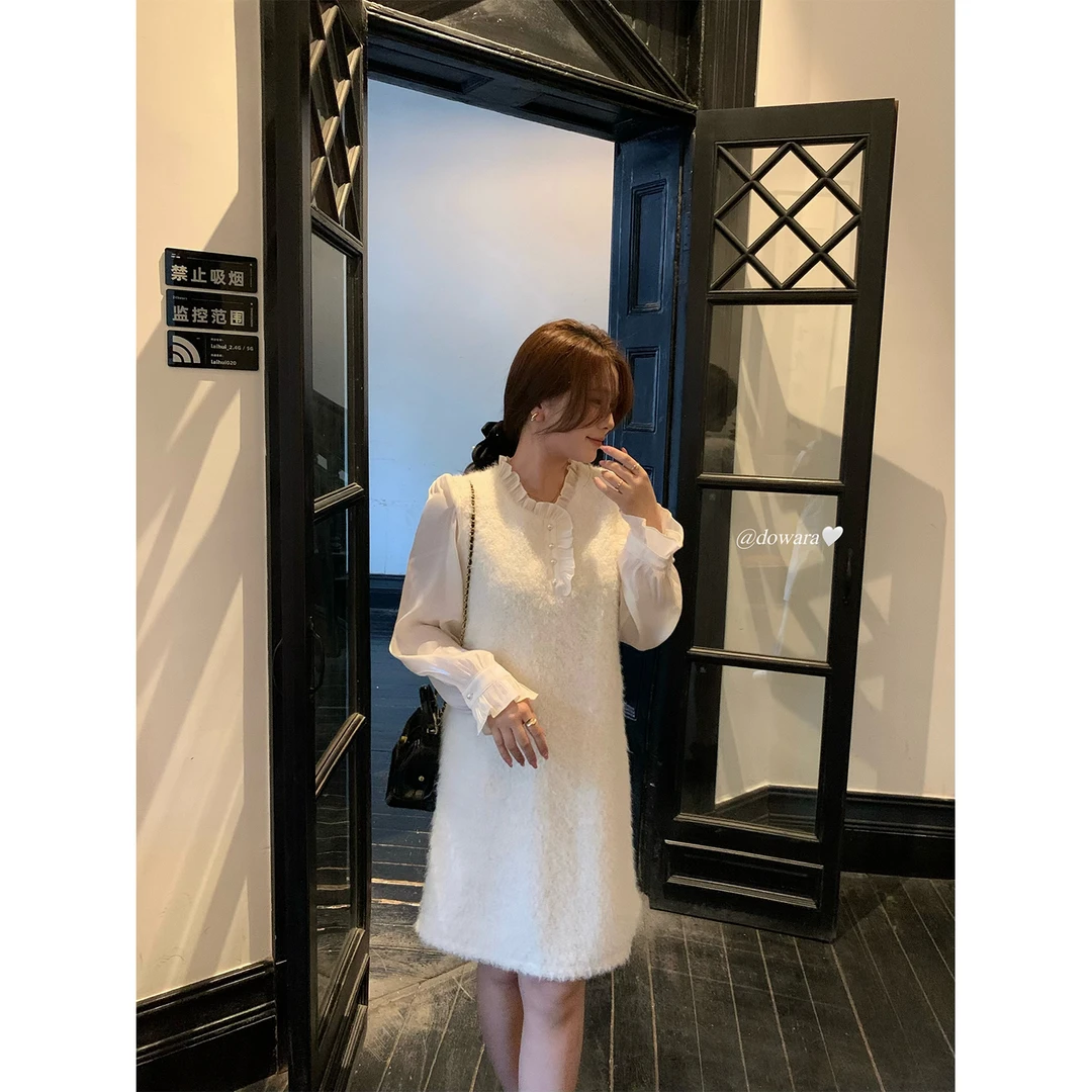 大婉酱微胖定制泡泡袖法式小香风连衣裙气质高级感显瘦长裙 7710D