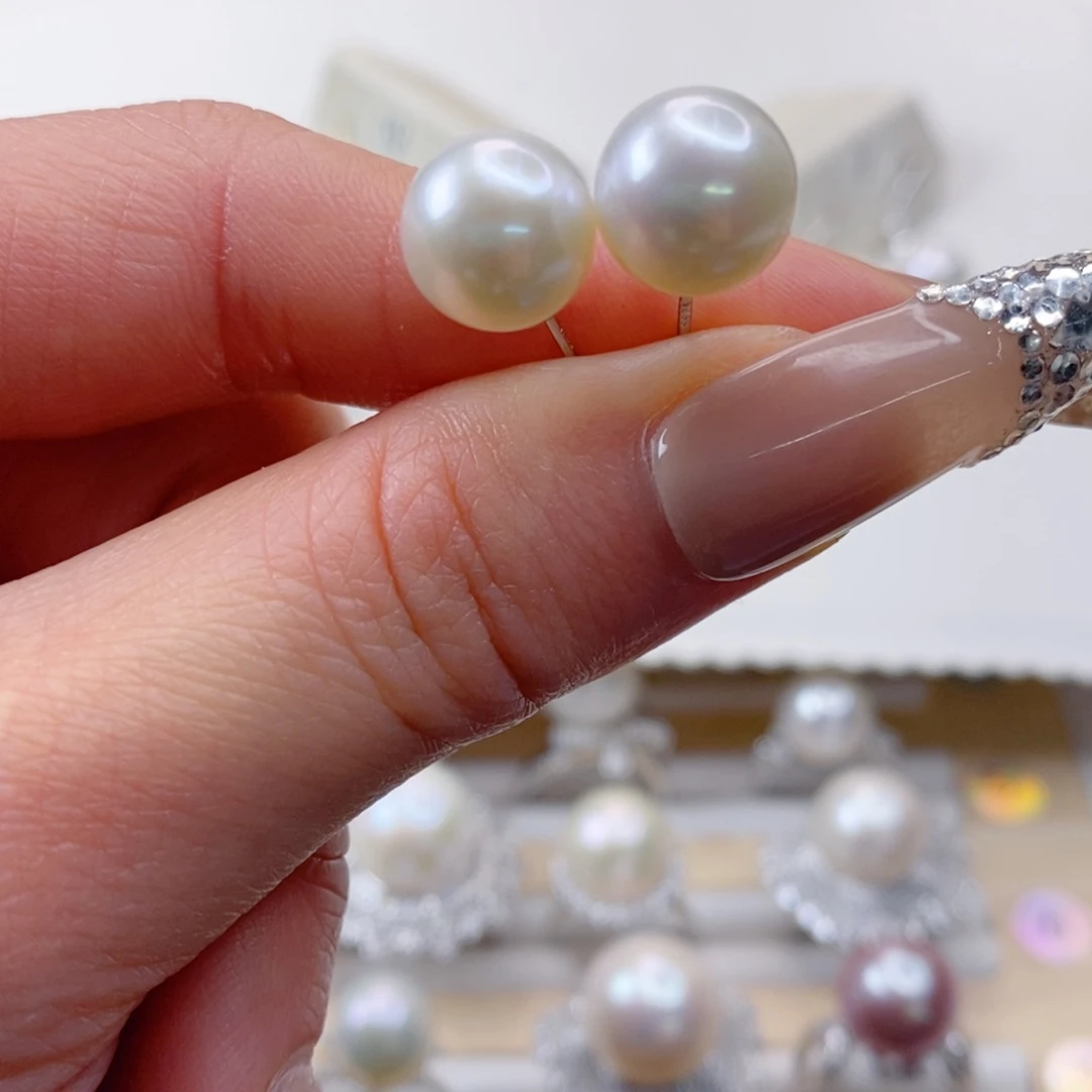 淡水珍珠耳饰银S925镶嵌