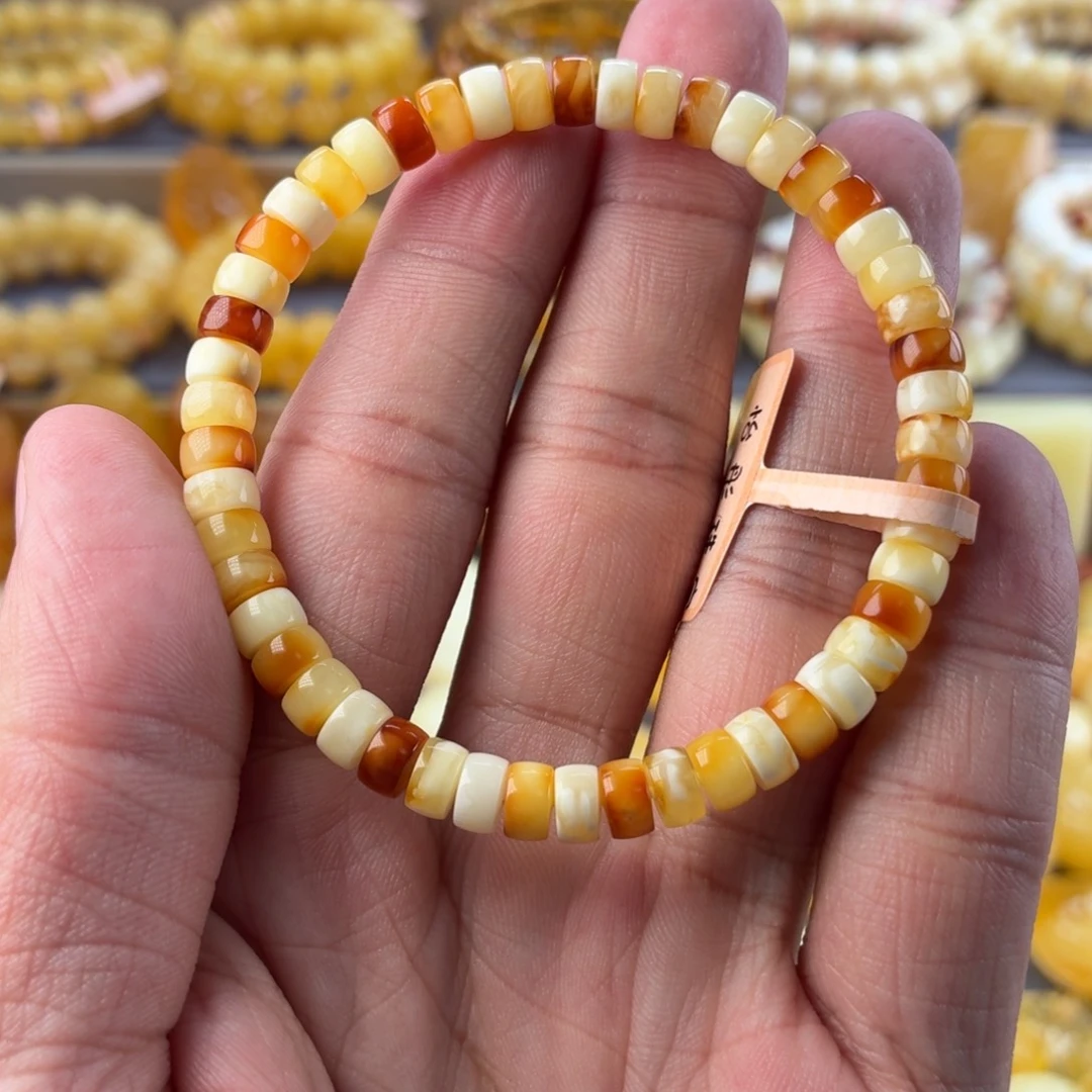 裸石琥珀未镶嵌多宝手串6mm