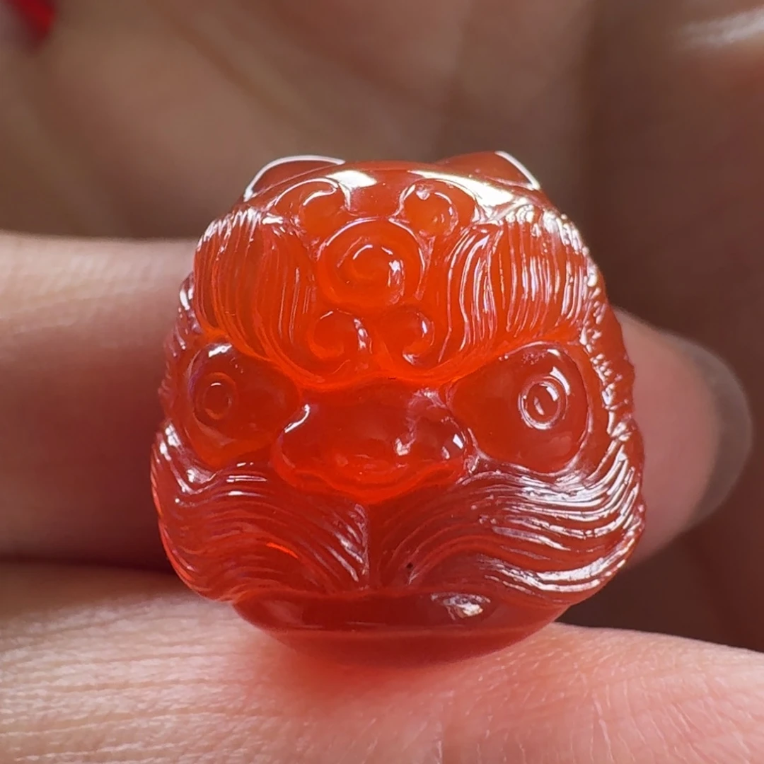 南红玛瑙未镶嵌醒狮