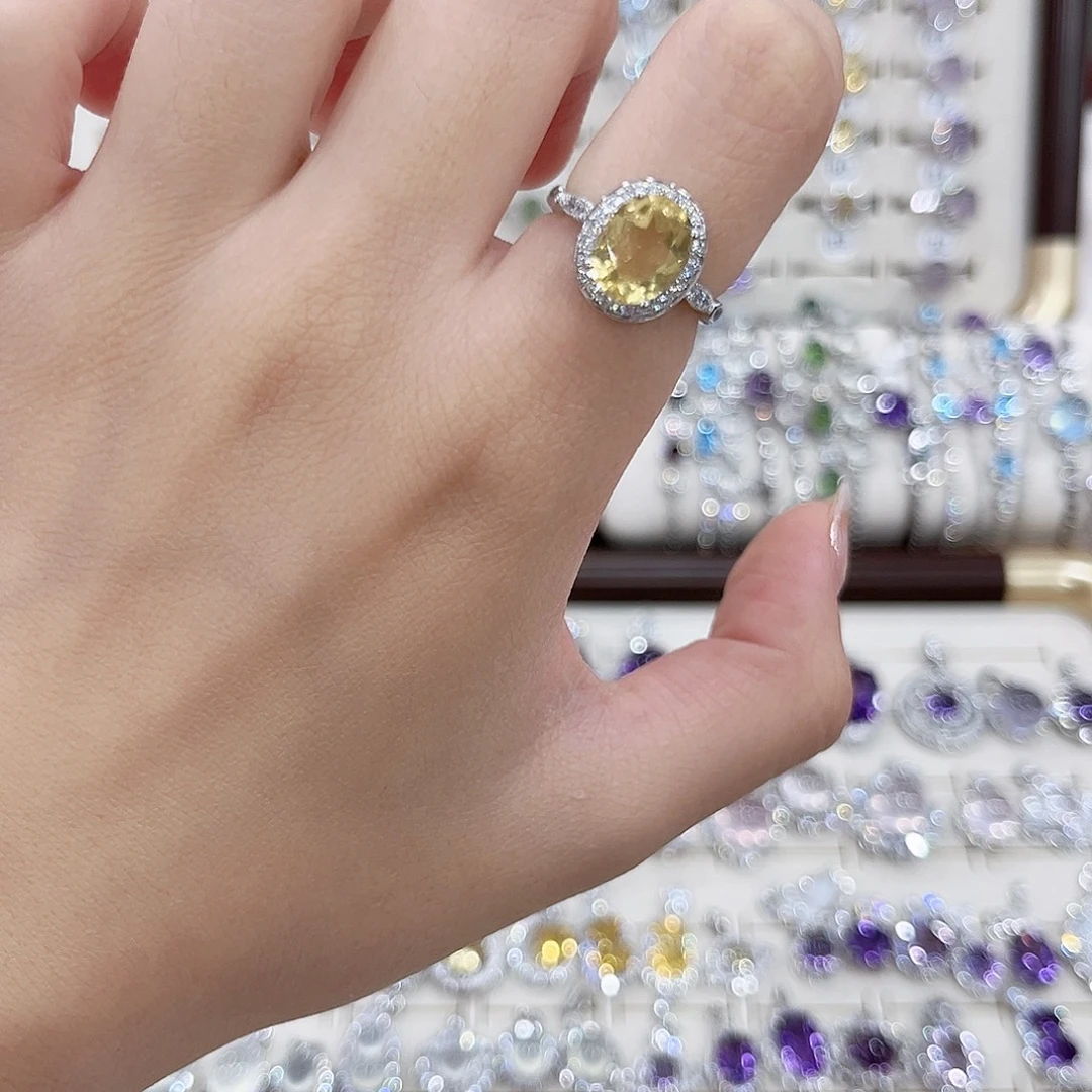 戒指银S925镶嵌黄晶