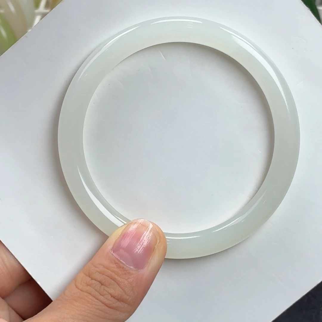 和田玉未镶嵌手镯冰白美人条29号