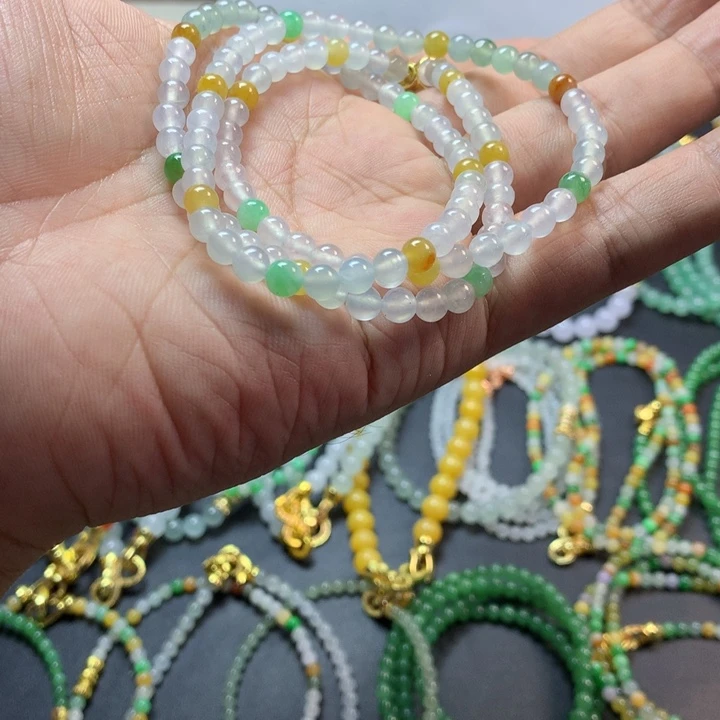 定制翡翠未镶嵌卡5冰多宝长串