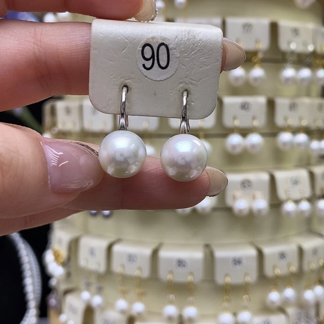 淡水珍珠银S925镶嵌耳饰