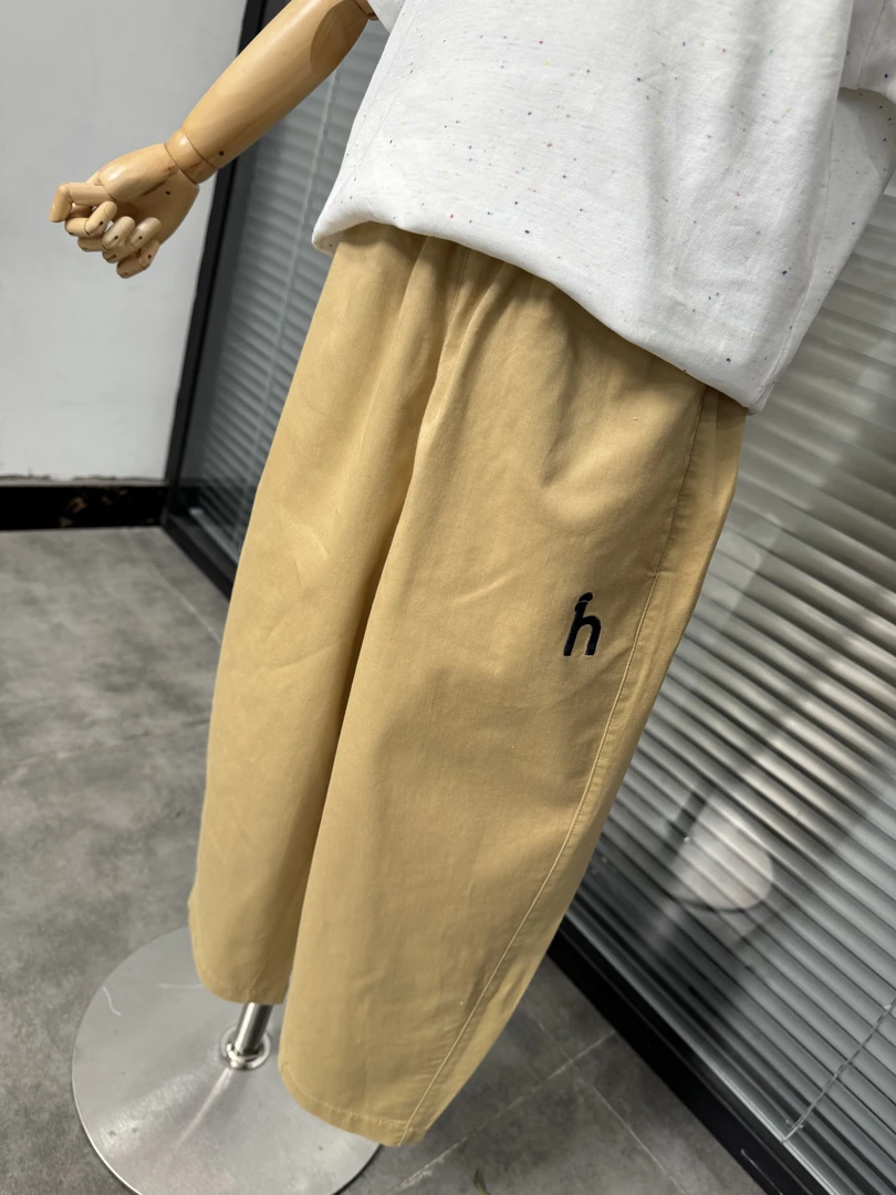 609 休闲风中性松紧带夏季休闲裤男女童裤子纯色时尚百搭