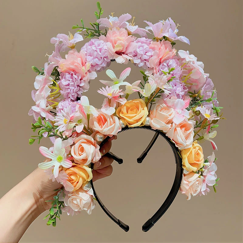 簪花儿童泉州浔埔绢花发箍女汉服头花头饰民族风拍照道具花环发饰