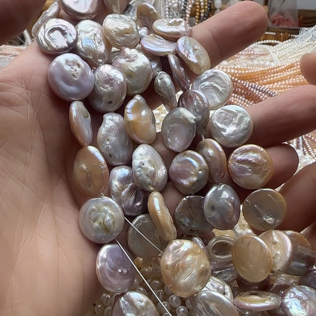 未镶嵌淡水珍珠半成品小彩色圆片