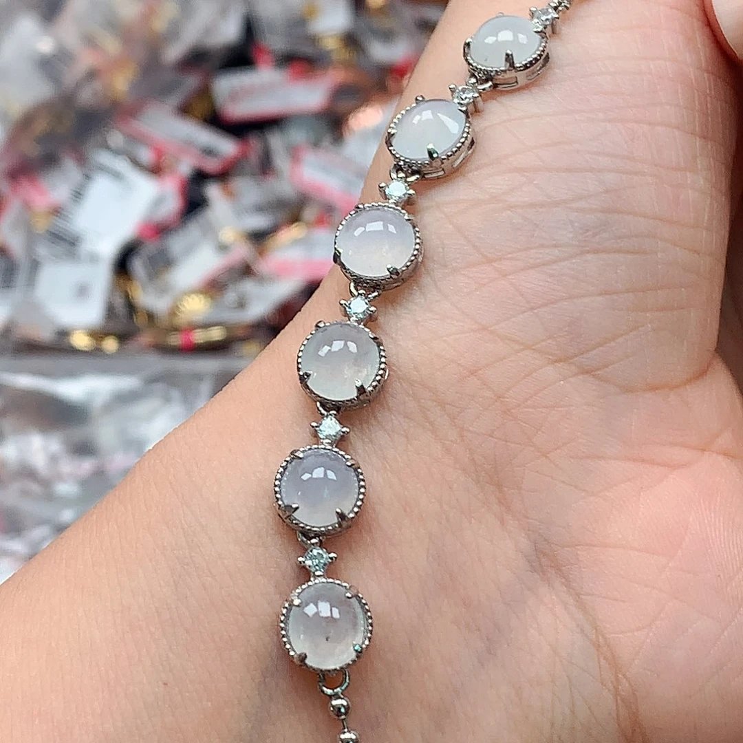 翡翠戒指银S925镶嵌天然翡翠手链