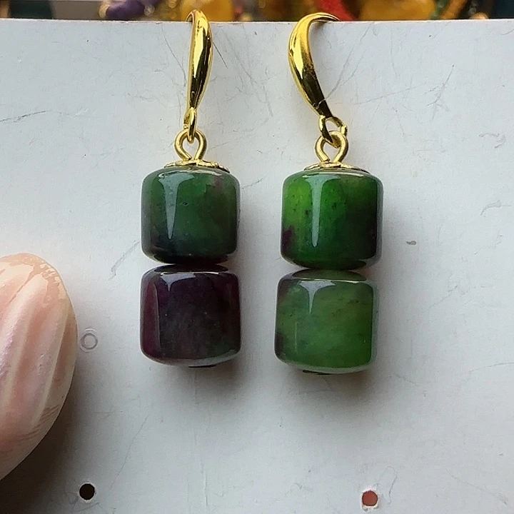 琥珀银S925镀金镶嵌耳饰