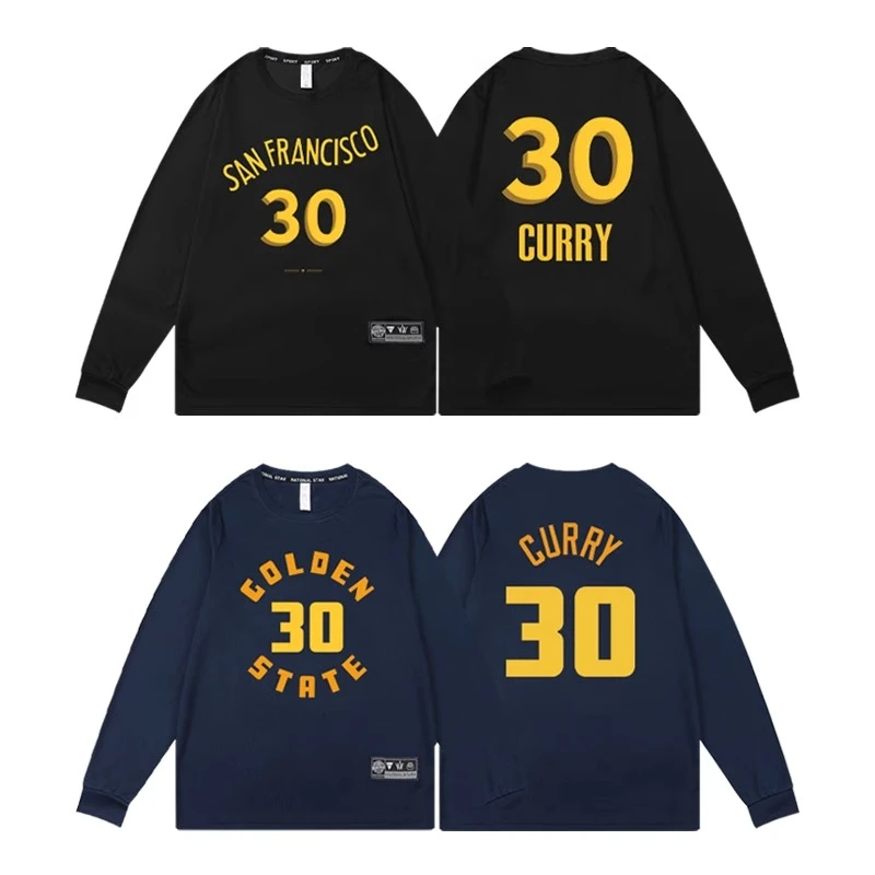 勇士库里30号训练投篮服长袖男 美式篮球运动休闲宽松速干透气T恤