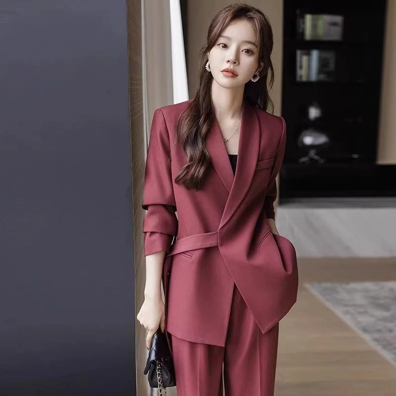 休闲西装外套女春秋设计感职业装气质高级感西服套装阔腿裤两件套