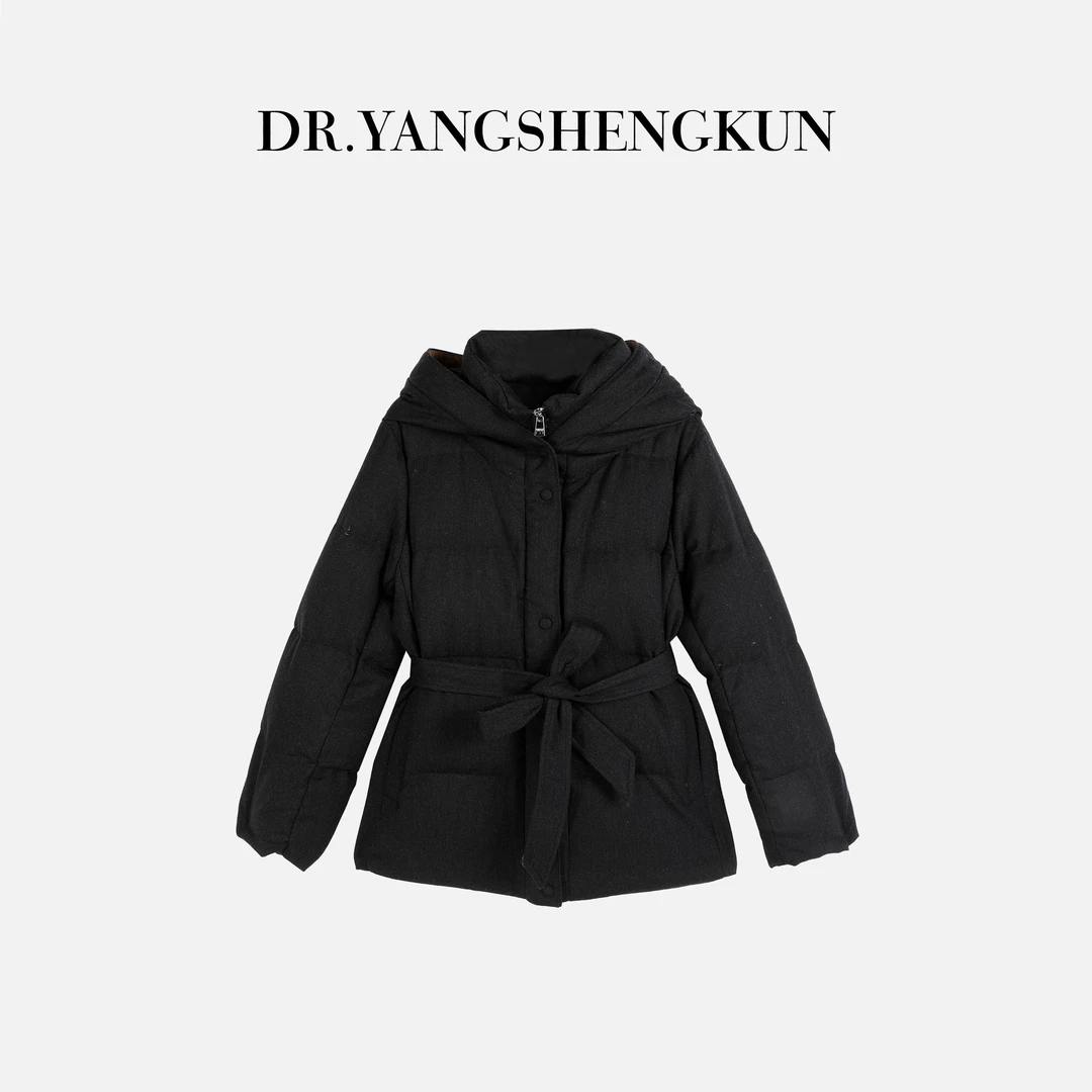 杨圣坤2025冬季新品95鹅绒假两件立领连帽保暖羽绒服EY2511925