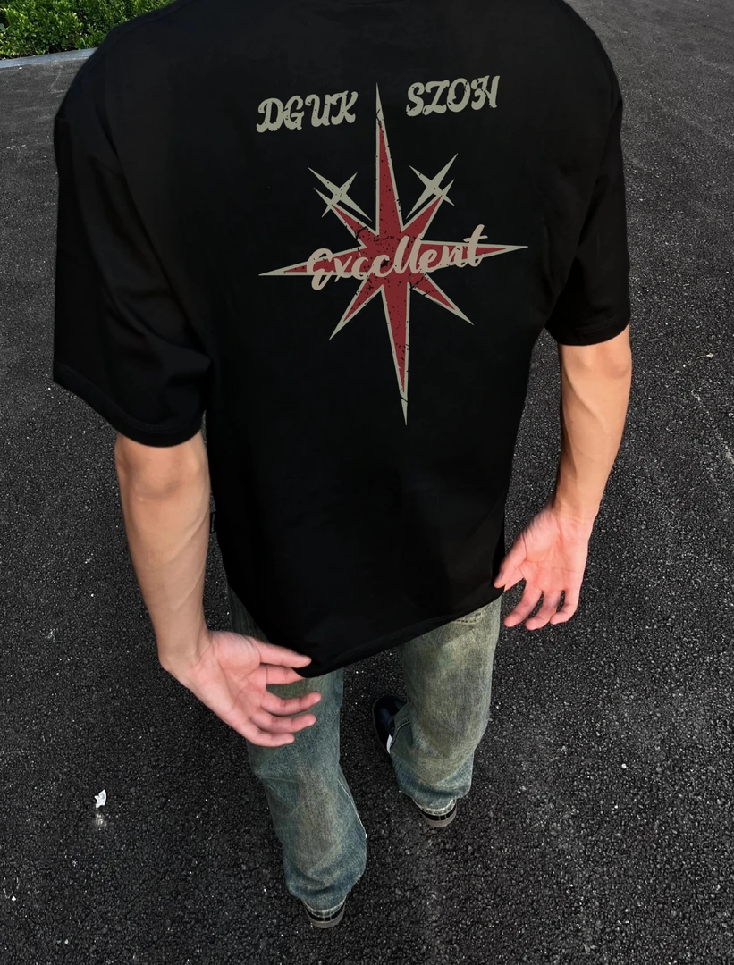 美式潮牌重磅t恤男生短袖夏季美式设计感潮流ins宽松纯棉半袖上衣