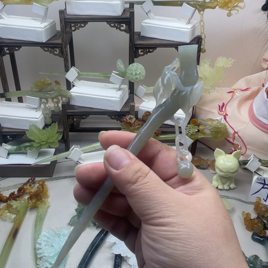 蛇纹石玉合金发饰