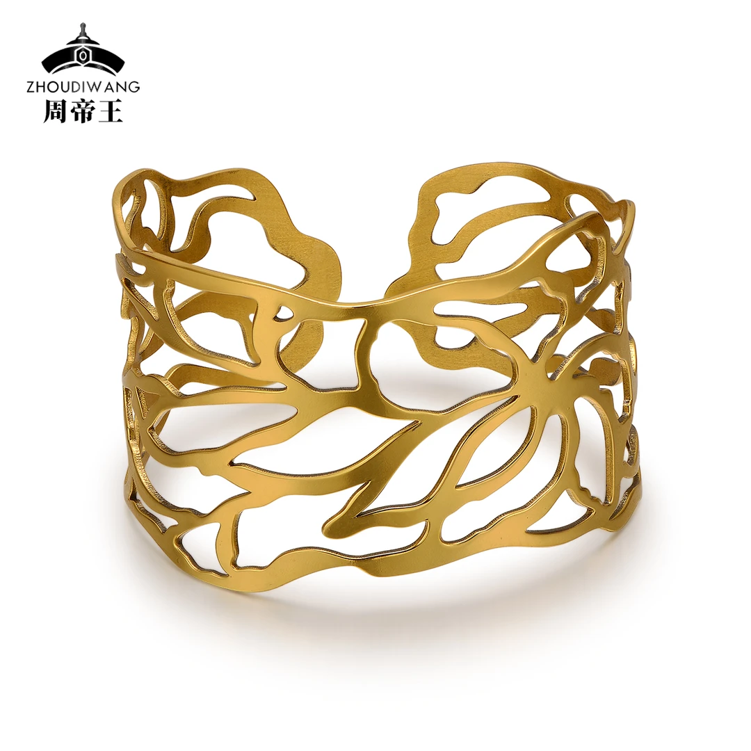 （定金）周帝王黄金电黑工艺足金手镯经典镂空宽版时尚电黑精致手镯