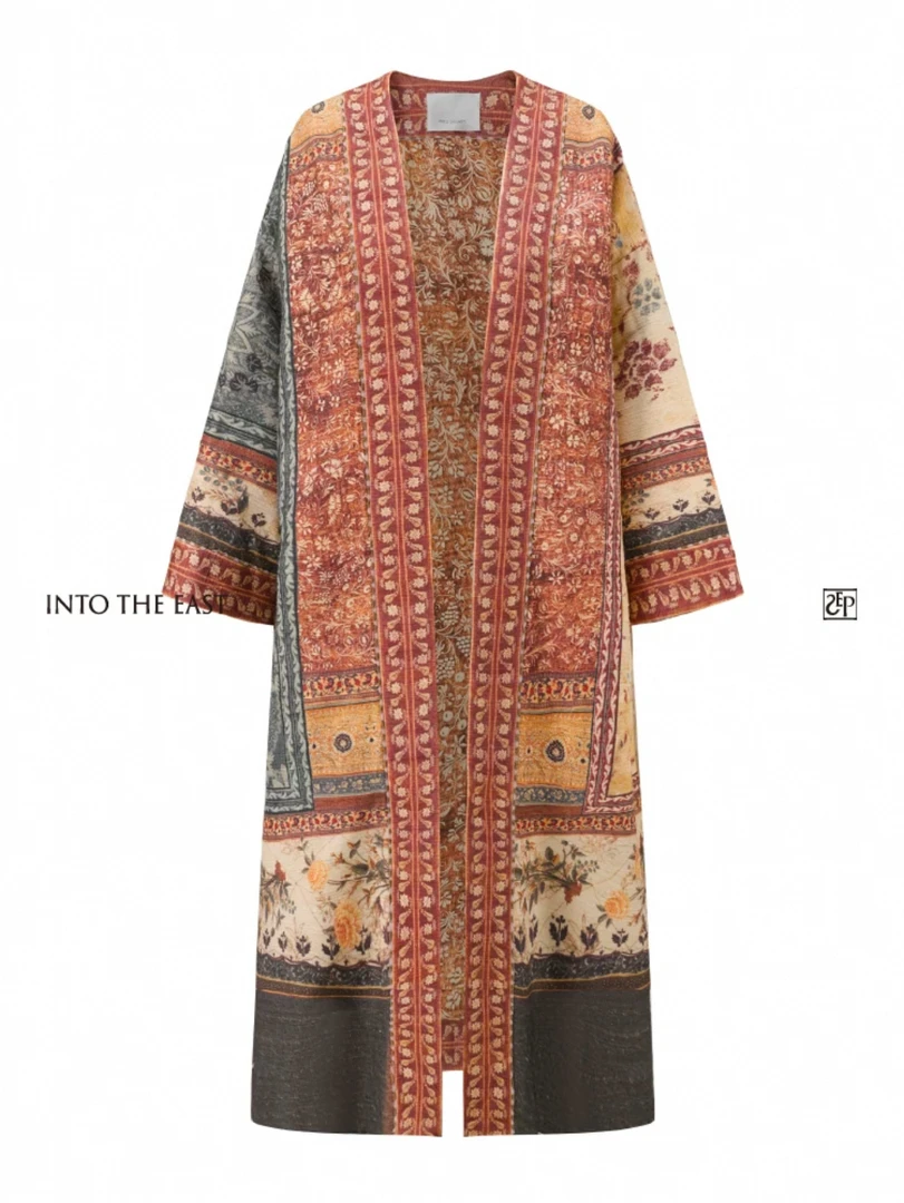 Into The East柞蚕丝印花长外套