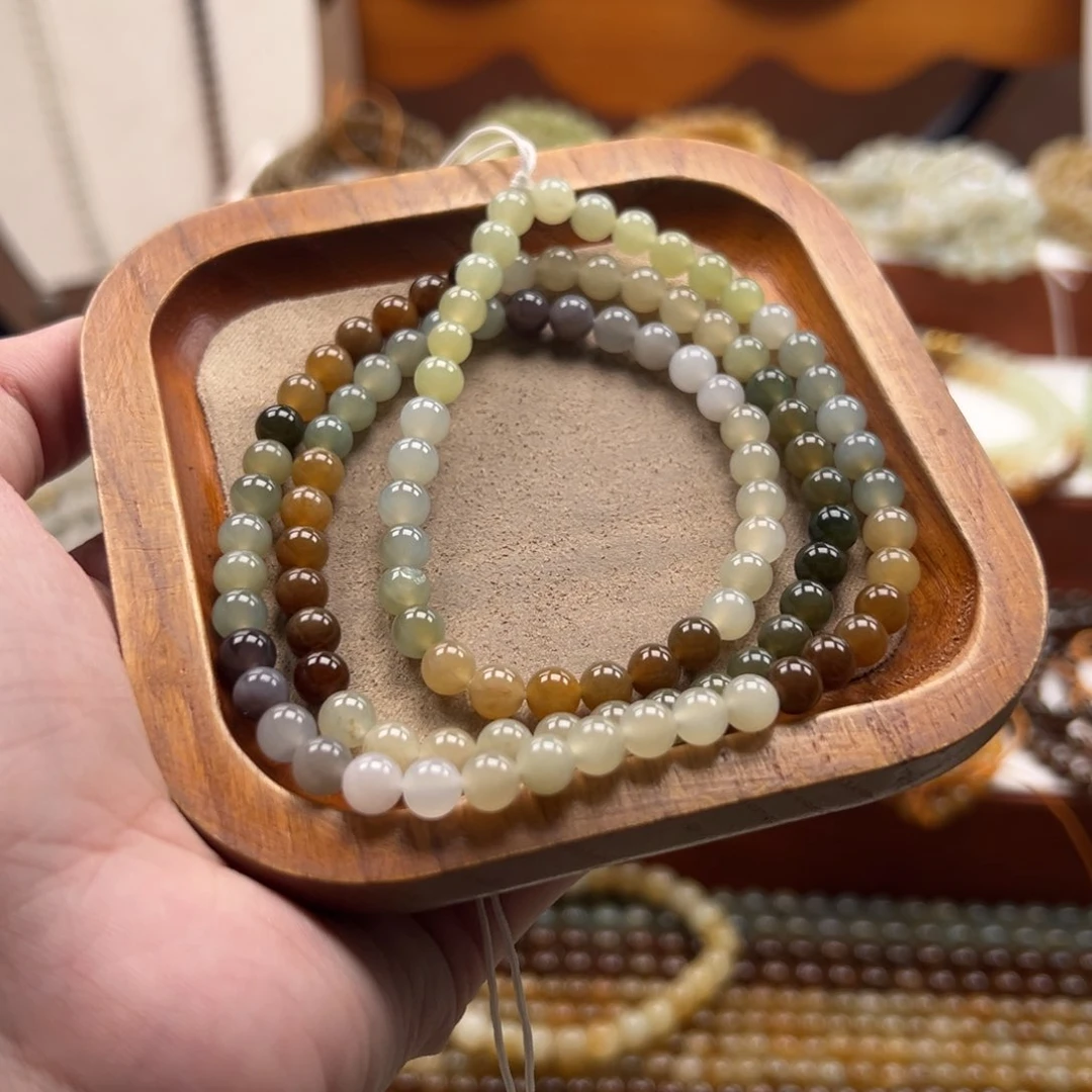 毛衣链未镶嵌和田玉珠串6mm