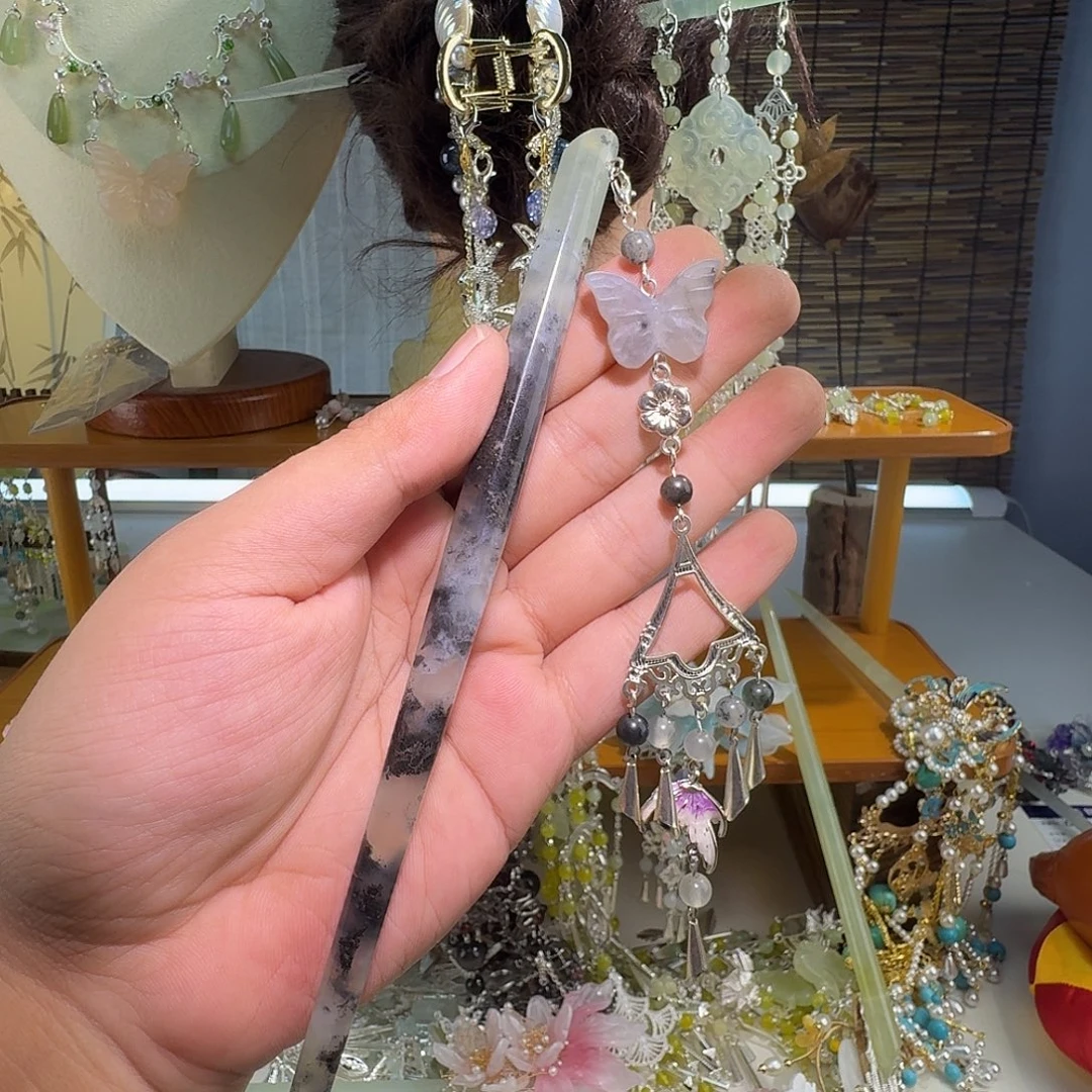 蛇纹石玉合金发饰
