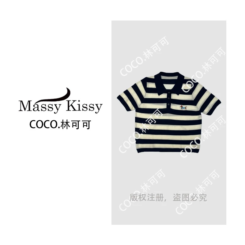 夏季新款莱赛尔天丝polo领条纹短袖女小狗刺绣t恤遮肉显瘦上衣女