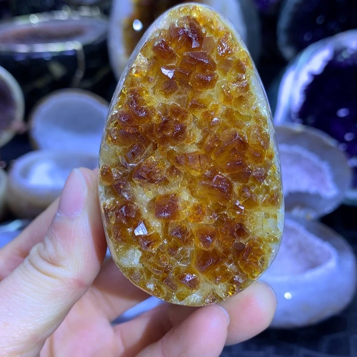 水晶捡漏黄晶蛋未镶嵌