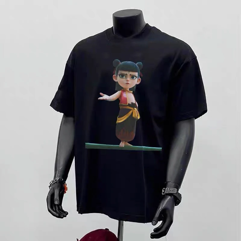 2025新款短袖t恤男ins潮牌欧美修身圆领打底衫上衣夏季卡通潮