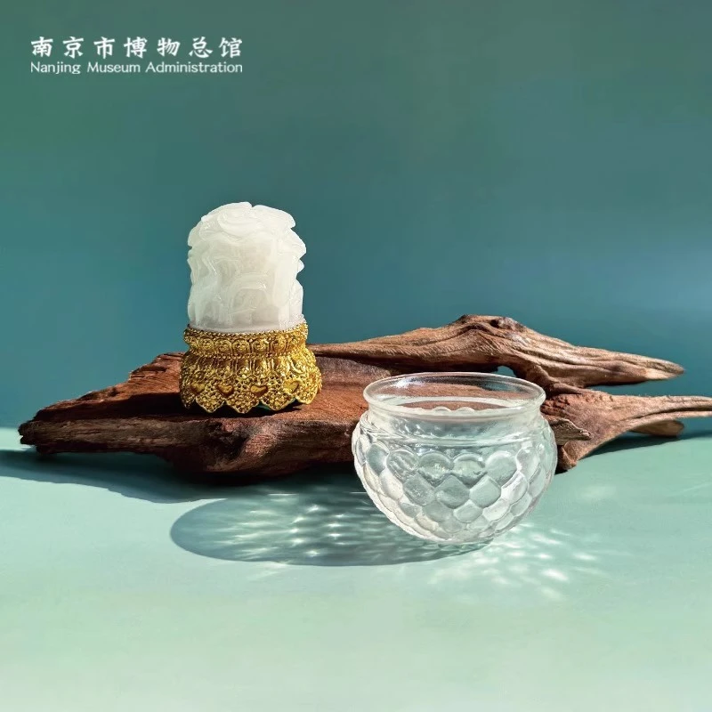 南京博物馆文创立体冰箱贴复刻系列金镶玉玻璃碗龙纹盘南京伴手礼