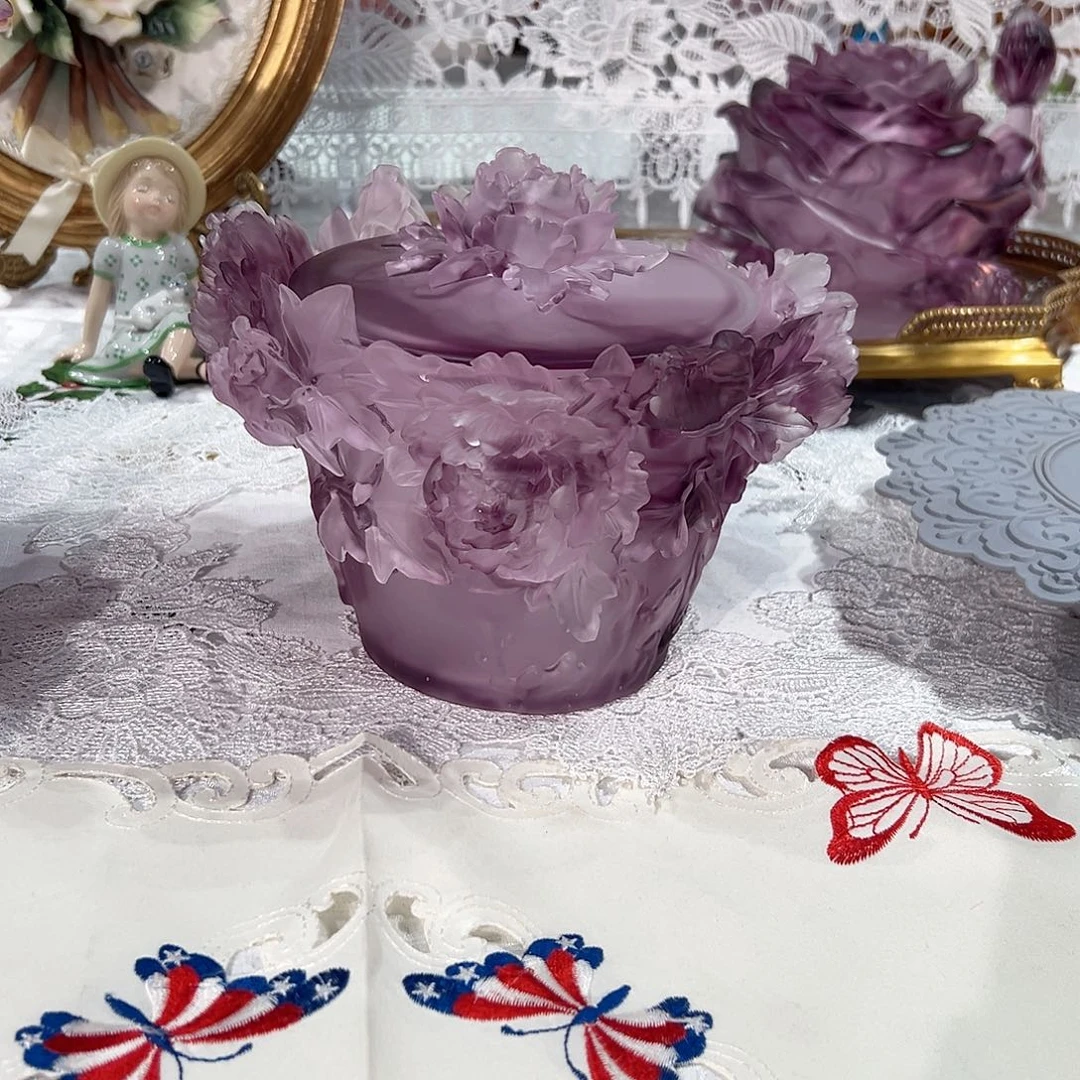 陶瓷脱蜡水晶牡丹花糖果盒