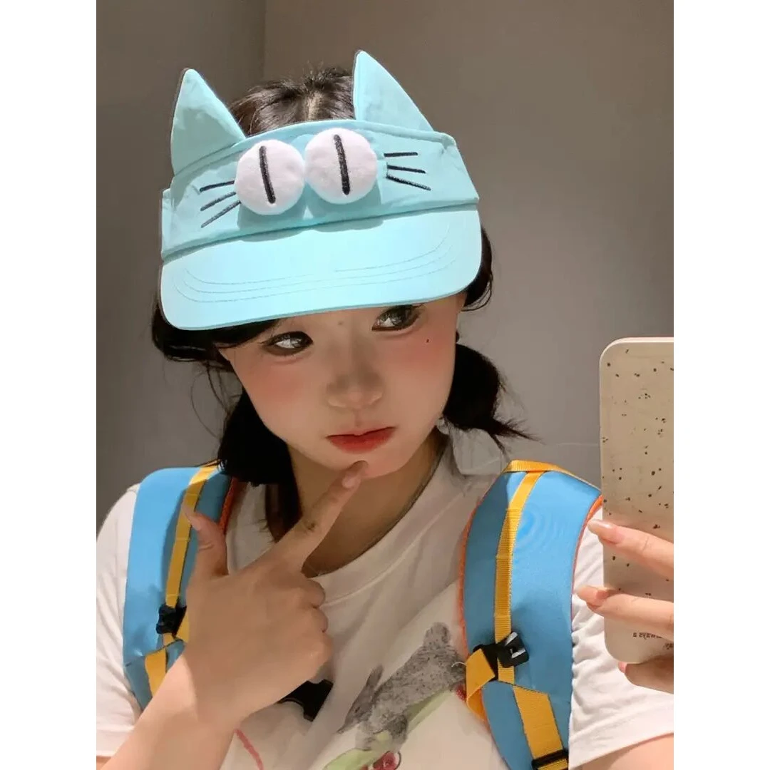 原创！大眼仔空顶遮阳帽可爱防晒大头围卡通休闲百搭日常通勤g